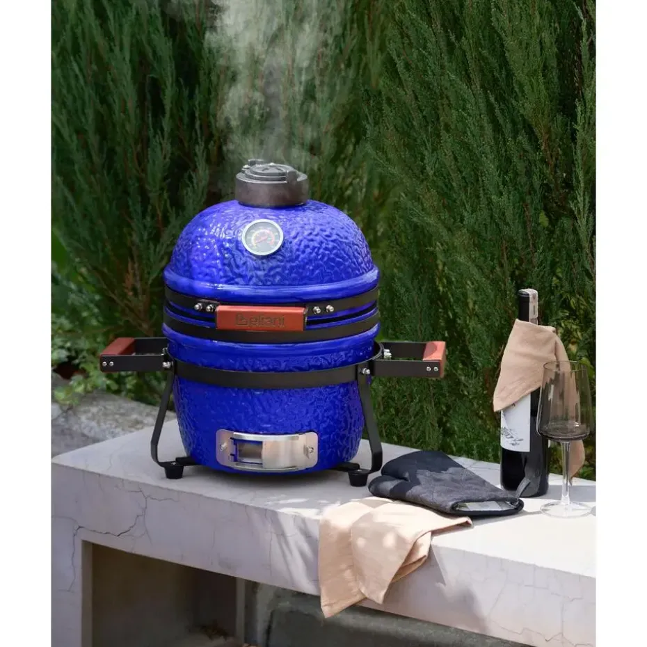 KAMADO - Mini houtskoolgrill - Blauw - Keramiek