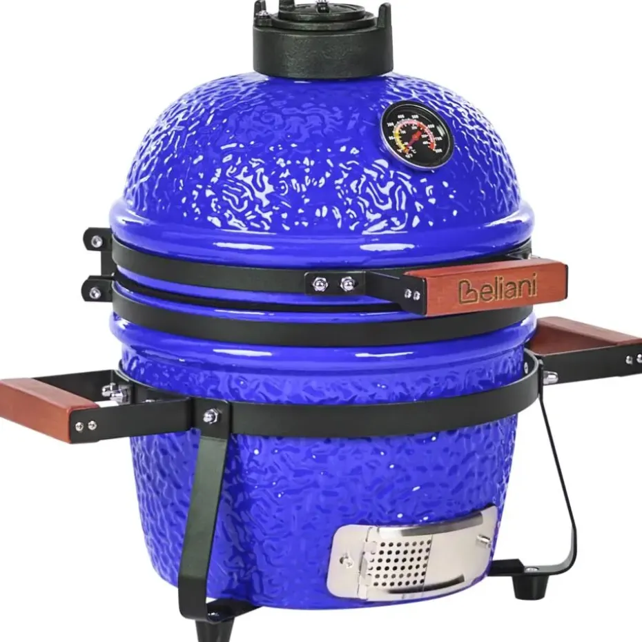 KAMADO - Mini houtskoolgrill - Blauw - Keramiek