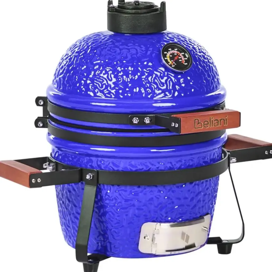 KAMADO - Mini houtskoolgrill - Blauw - Keramiek