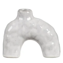 Kandelaar Noor - wit - keramiek - 11x13x5 cm