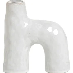 Kandelaar Noor - wit - keramiek - 14x12,5x5 cm