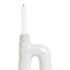 Kandelaar Noor - wit - keramiek - 14x12,5x5 cm