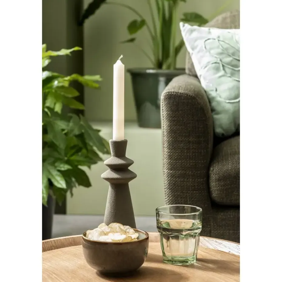 Kandelaar Skylar - groen - keramiek - 21xø7,7 cm