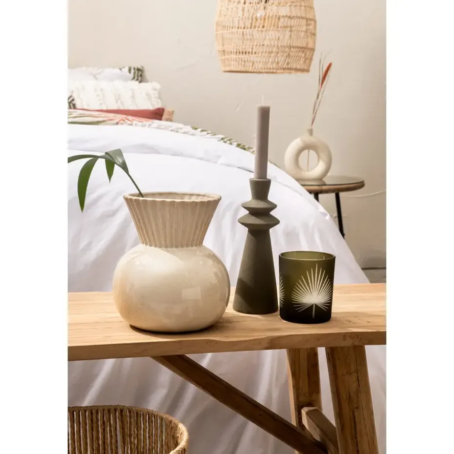 Kandelaar Skylar - groen - keramiek - 21xø7,7 cm