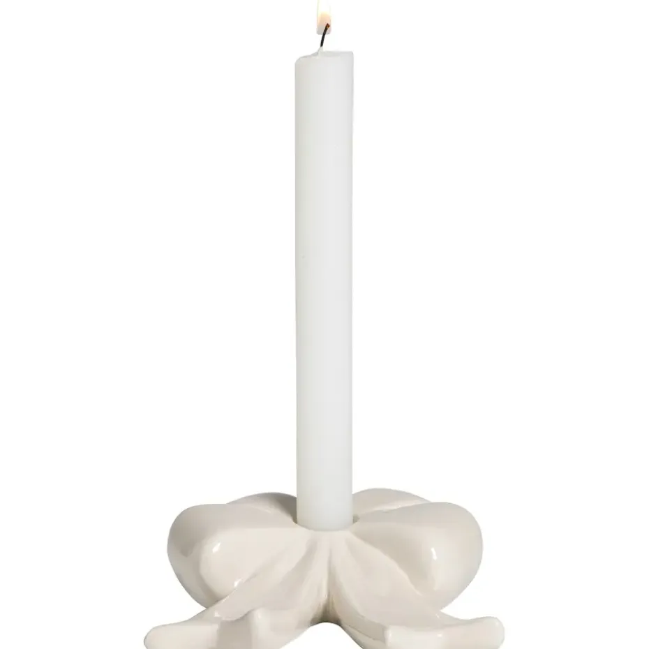Kandelaar Strik - off-white - 4x12x15 cm