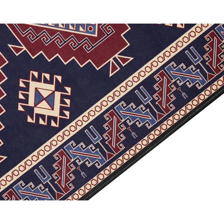 KANGAL - Loper tapijt - Blauw/Rood - 60 x 200 cm - Polyester