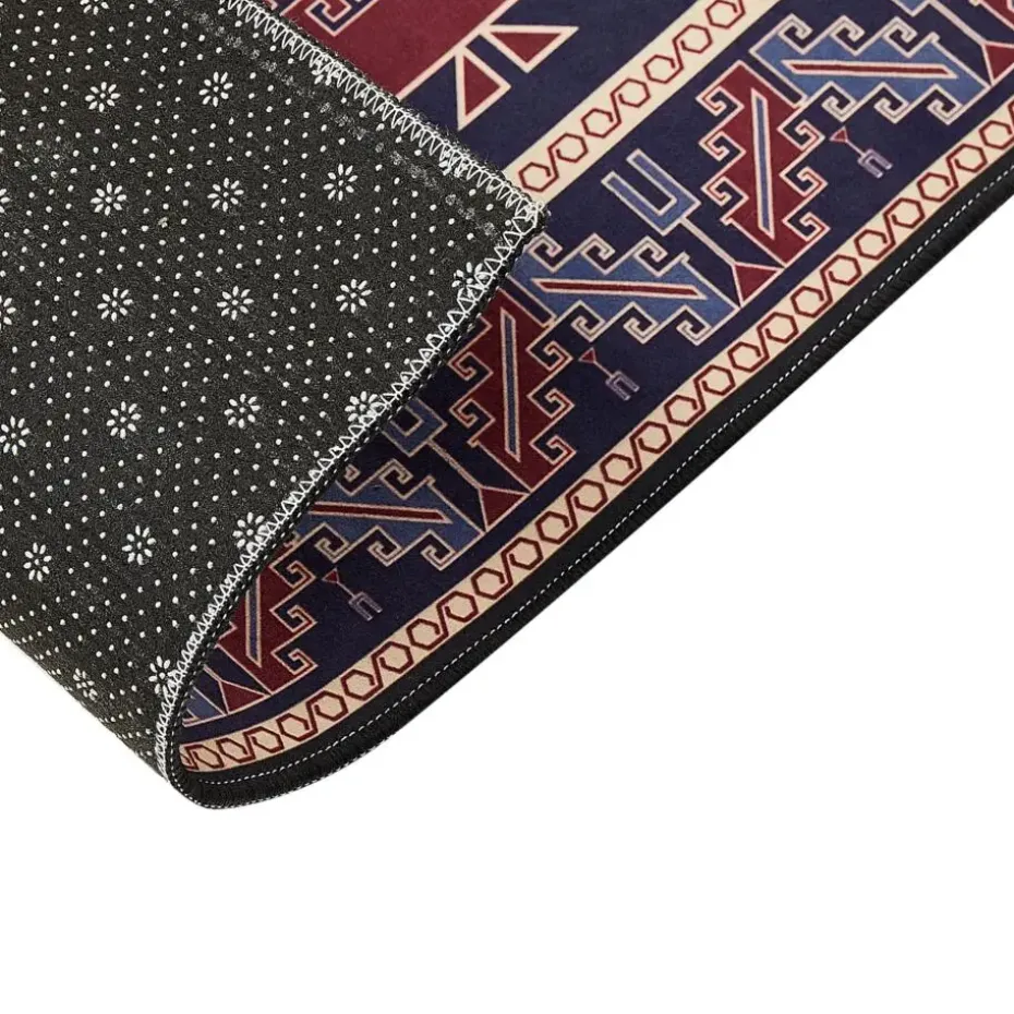 KANGAL - Loper tapijt - Blauw/Rood - 60 x 200 cm - Polyester