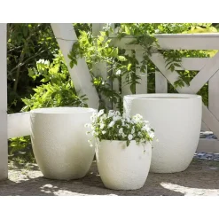 KANNIA - Bloempot - Wit - 55 cm - Klei-vezelmengsel