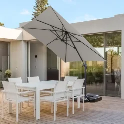 Kantelbare Zweefparasol 250x250 cm -Sterke Zweef Parasol, Licht Grijs