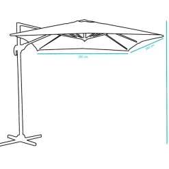 Kantelbare Zweefparasol 250x250 cm -Sterke Zweef Parasol, Licht Grijs