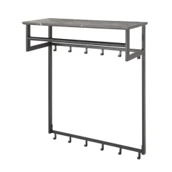 Kapstok - Zwart Metaal - 80x30x24cm - 12-Haken - Roede