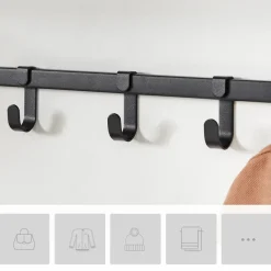 Kapstok met Plank - Hangende Wandkapstok - 66cm - Zwart