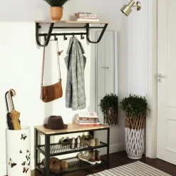 Kapstok voor de Muur - Wandkapstok met Haken in Lichte Eik Kleur - 60 cm Lang