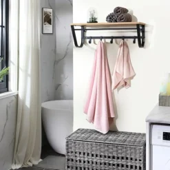 Kapstok voor de Muur - Wandkapstok met Haken in Lichte Eik Kleur - 60 cm Lang