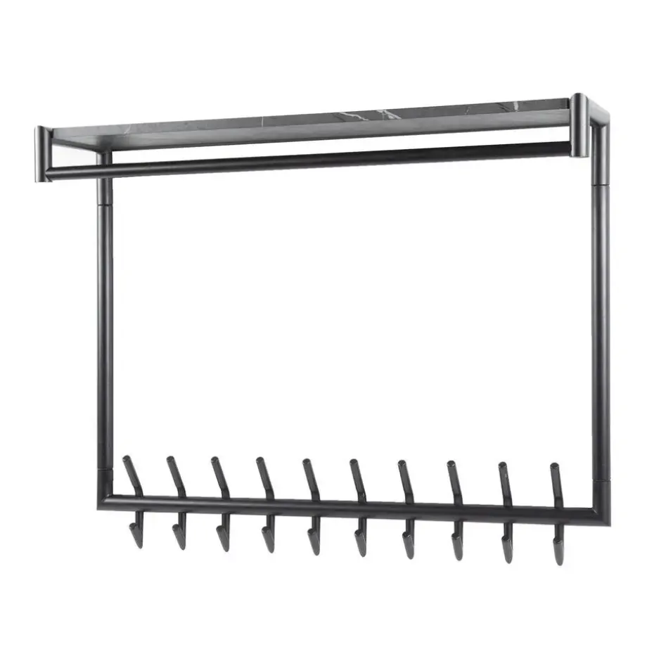 Kapstok Zwart Metaal - 20-Haaks - 100x27x80cm - Roede