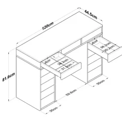 Kaptafel Wit Hout - 120x44,5x81,6cm - Beyas