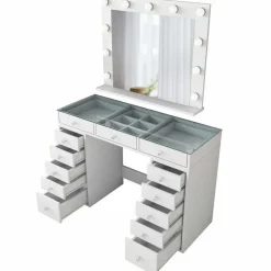 Kaptafel Wit/Glas - Incl. Spiegel - 120x44,5x79,8cm - Beyas