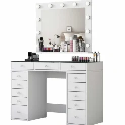 Kaptafel Wit/Glas - Incl. Spiegel - 120x44,5x79,8cm - Beyas