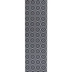 KARUNGAL - Loper - Zwart - 60 x 200 cm - Polyester