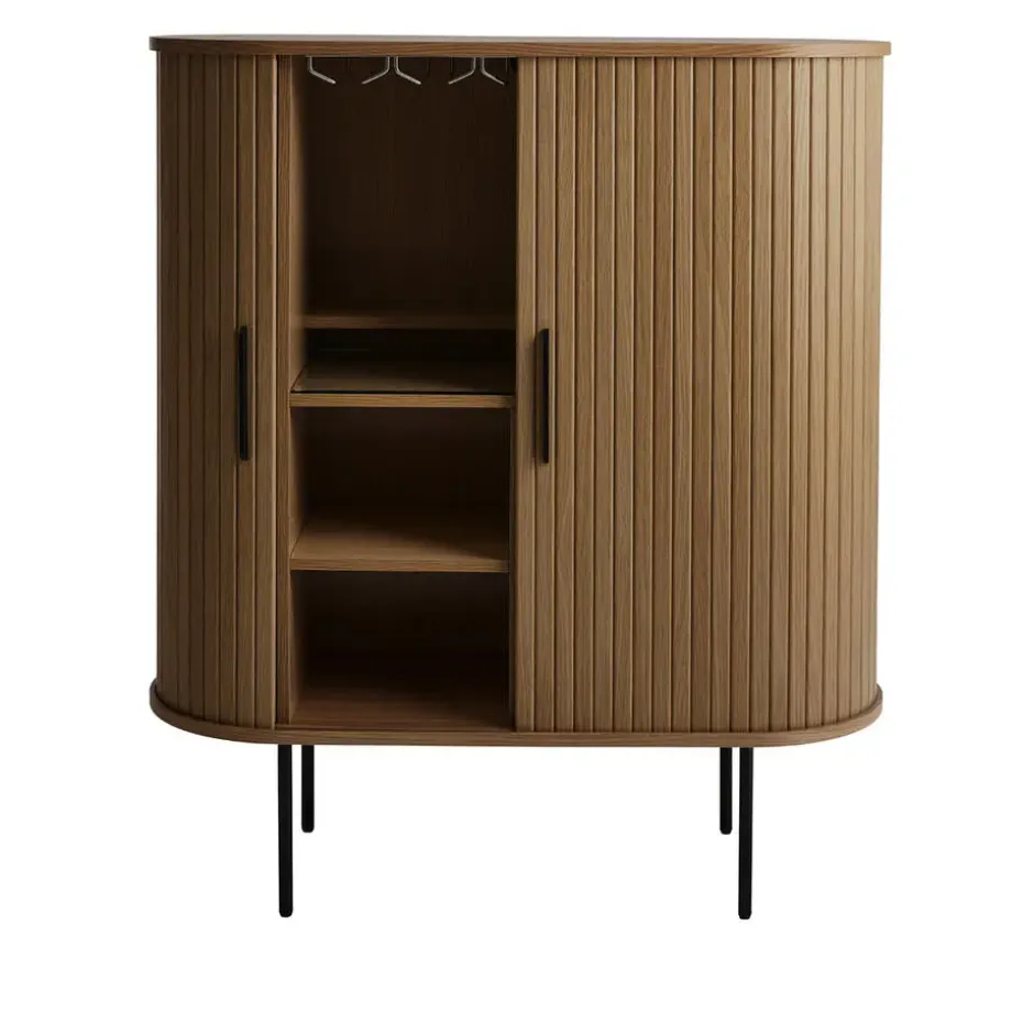 Kast Donker Eikenhout - Incl Glazenrek - 118cm - Nola