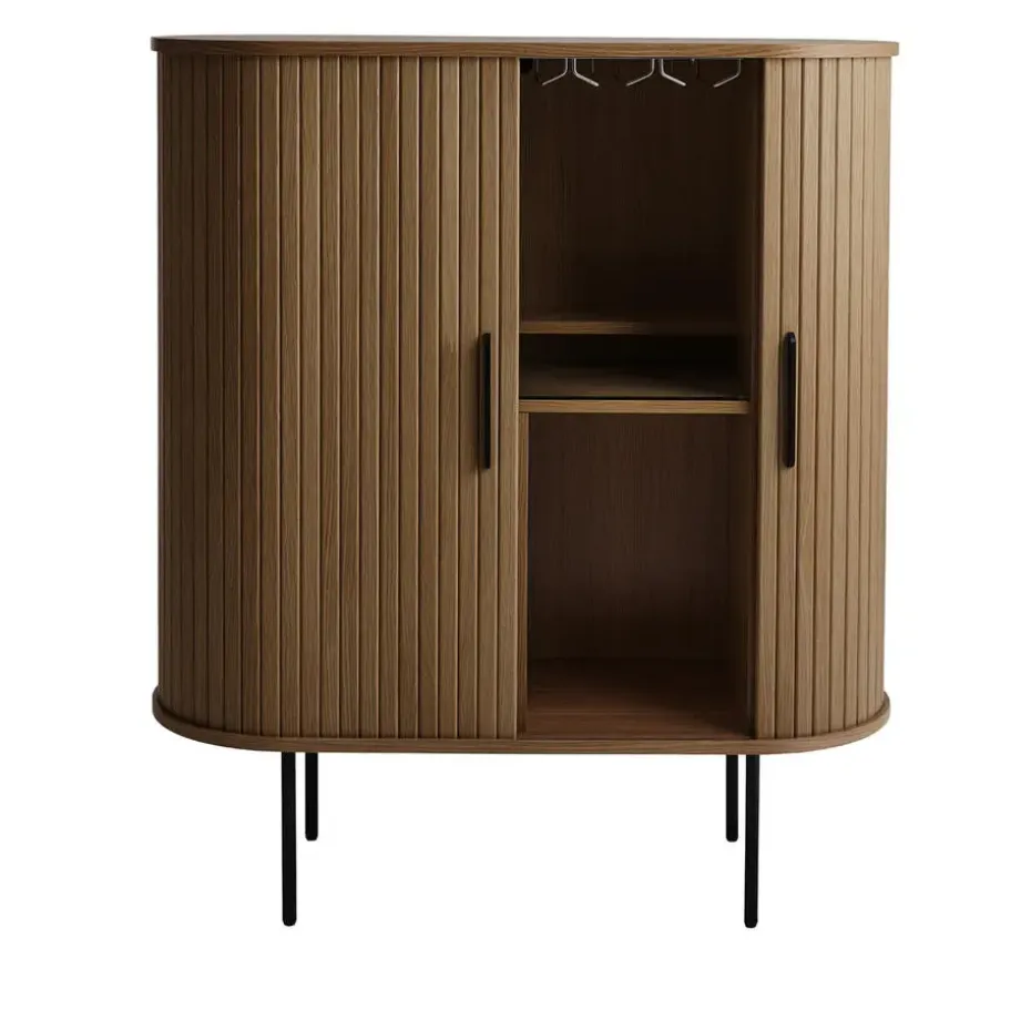 Kast Donker Eikenhout - Incl Glazenrek - 118cm - Nola