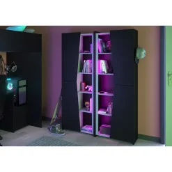 Kast Levi - zwart - 181x67x28 cm