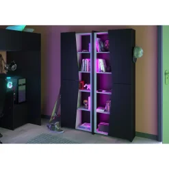 Kast Levi - zwart - 181x67x28 cm