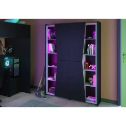 Kast Levi - zwart - 181x67x28 cm