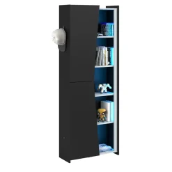 Kast Levi - zwart - 181x67x28 cm