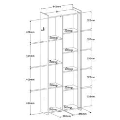 Kast Levi - zwart - 181x67x28 cm