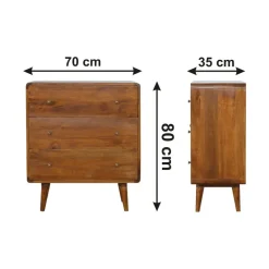 Kastanje Gebogen Ladekast met 3 Laden