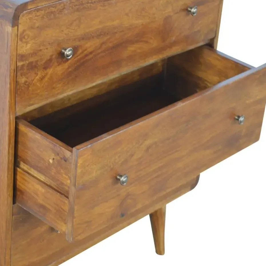 Kastanje Gebogen Ladekast met 3 Laden