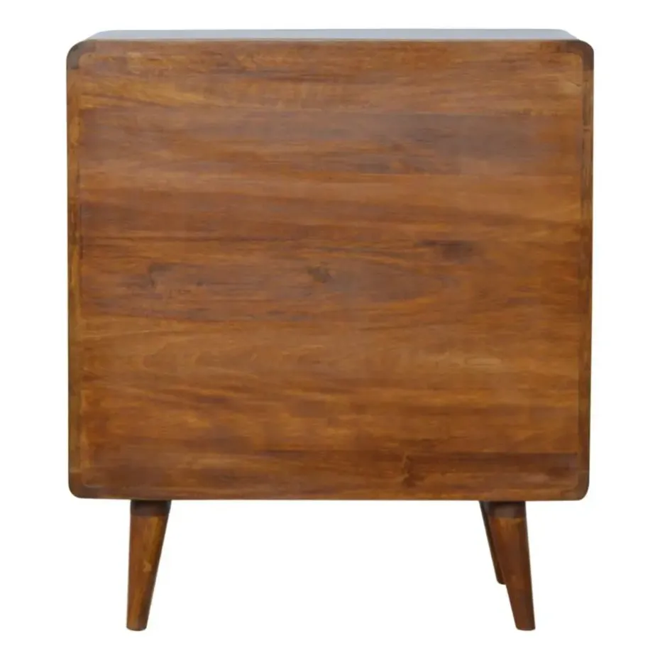 Kastanje Gebogen Ladekast met 3 Laden