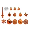 Kerstballen - 110 stuks - met piek - koper - kunststof - 3-6 cm