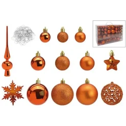 Kerstballen - 110 stuks - met piek - koper - kunststof - 3-6 cm