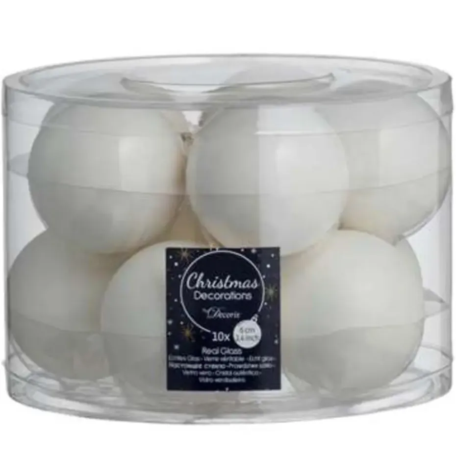 Kerstballen, 10 stuks - wit - Ø6 cm