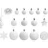 Kerstballen - 110x stuks - met piek - wit - kunststof - 3-6 cm