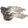 Kerstboomversiering Vogel - 2x stuks - 10 cm - Bruin glitter