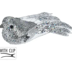 Kerstboomversiering Vogel - 2x stuks - 10 cm - Zilver glitter