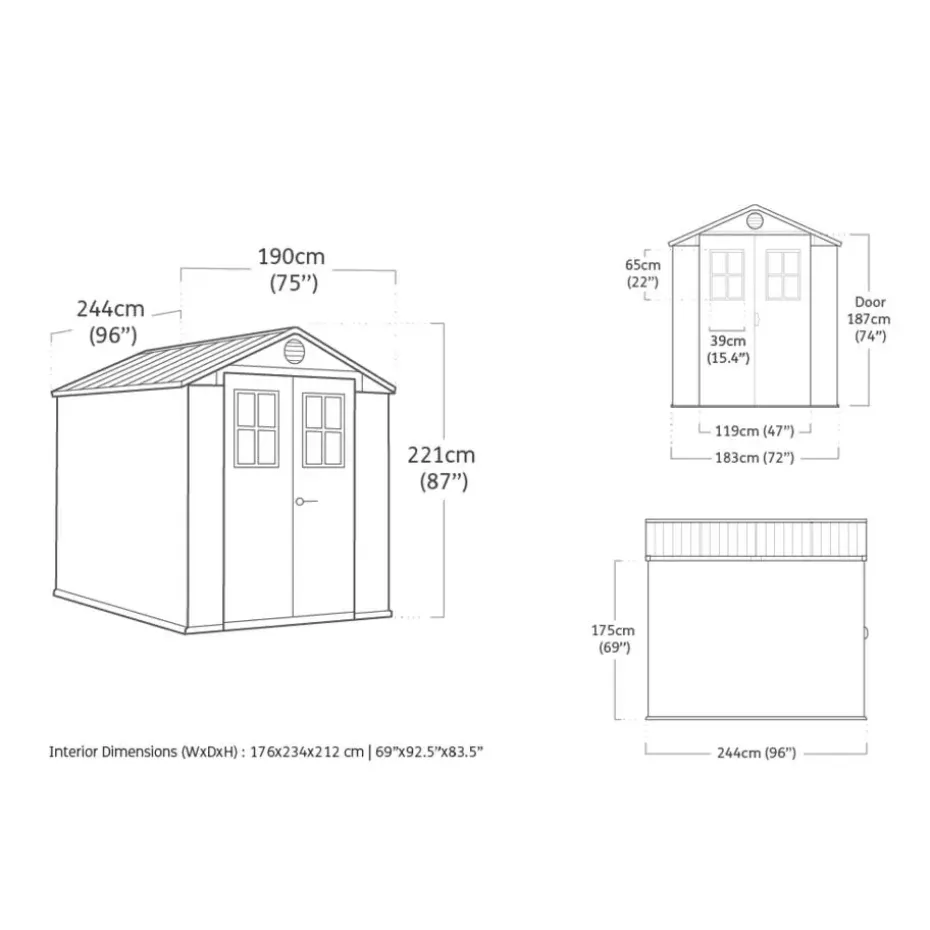 Keter Darwin 68 Tuinhuis - dubbele deuren + ramen - 190x244x221 - Groen