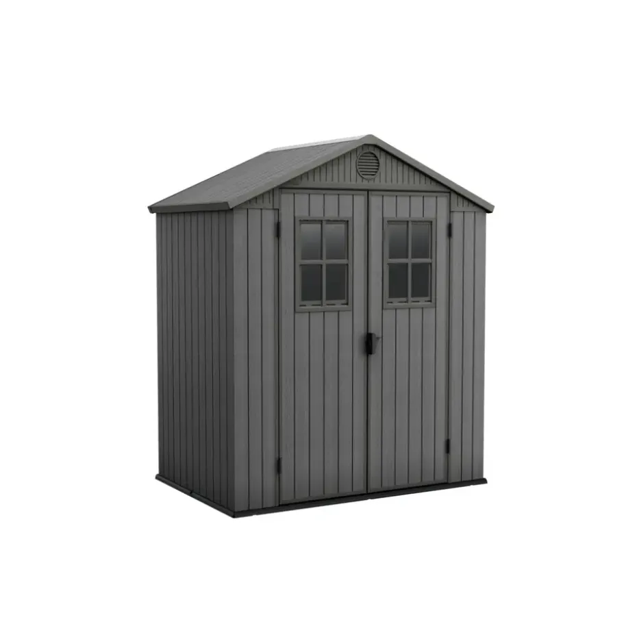 Keter Darwin 64 Tuinhuis - dubbele deuren + ramen - 190x122x221 cm - Grijs