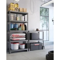 Keter Kunststof Stellingkast Tribac - Opbergrek - 90x45x182cm - zwart