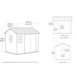 Keter Newton 975 Tuinhuis - 230x287x246cm - Grijs