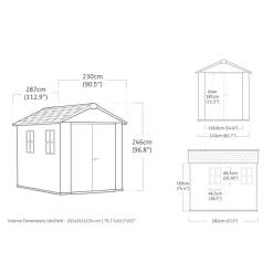 Keter Newton 759 Tuinhuis - 287x230x246cm - Grijs
