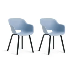 Keter Noa Tuinstoel - 2 stuks - 55x56.5x80cm - metalen onderstel - Blauw