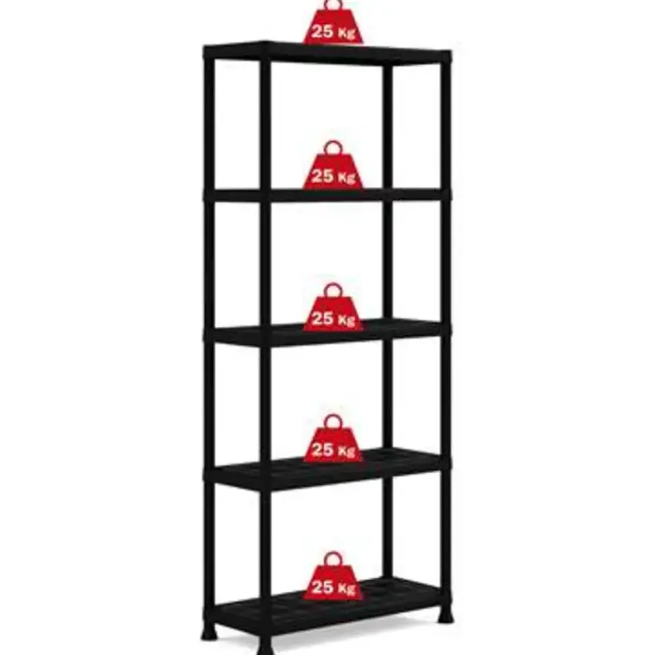 Keter Plus shelf 75/5 - 5 Planken - 75x32x176 cm - Zwart