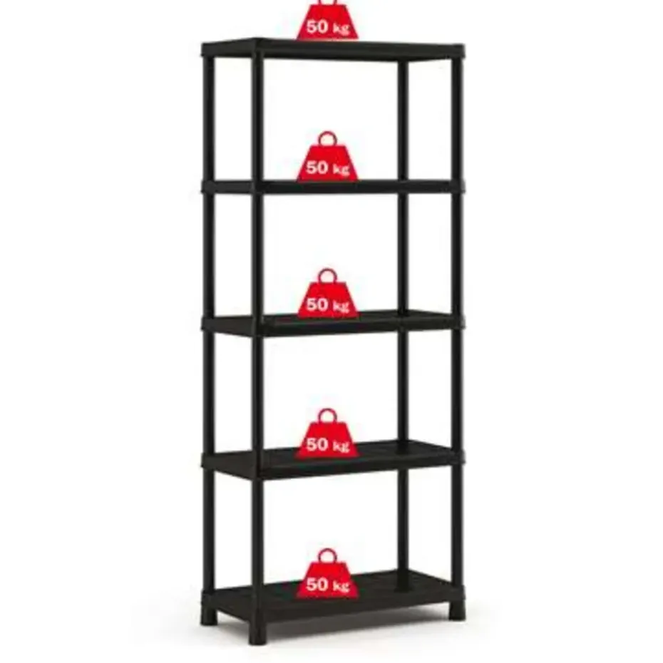 Keter Plus Stellingrek 80/5 - 5 Planken - 80x40x187 cm - zwart