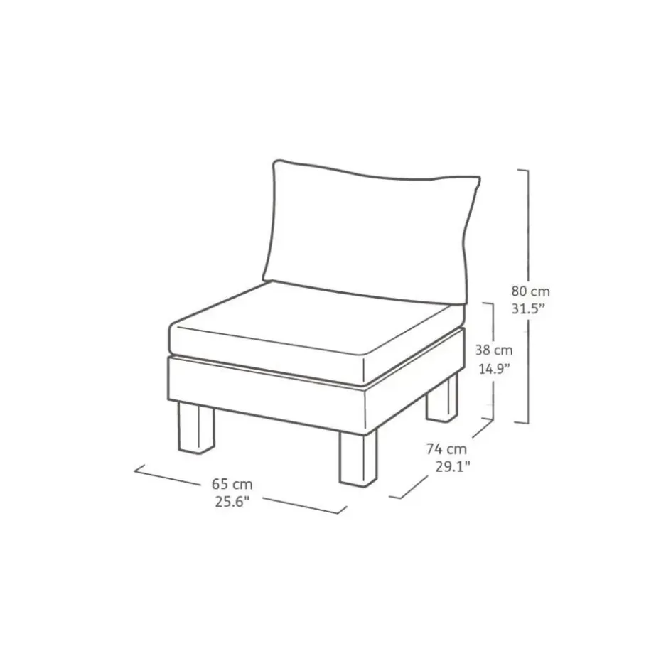 Keter Signature Elements Loungeset 4 personen - met groene kussens - Cappuccino