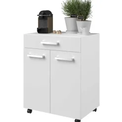 Keukenkastje Unya met wieltjes - 2 deuren & 1 lade - wit