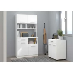 Keukenkastje Unya met wieltjes - 2 deuren & 1 lade - wit